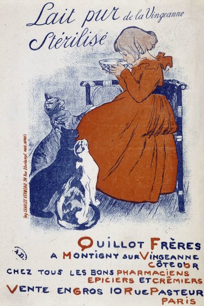 Plakat reklamowy czystego mleka Vingeonne - autorstwa Steinlen autorstwa Théophile Alexandre Steinlen