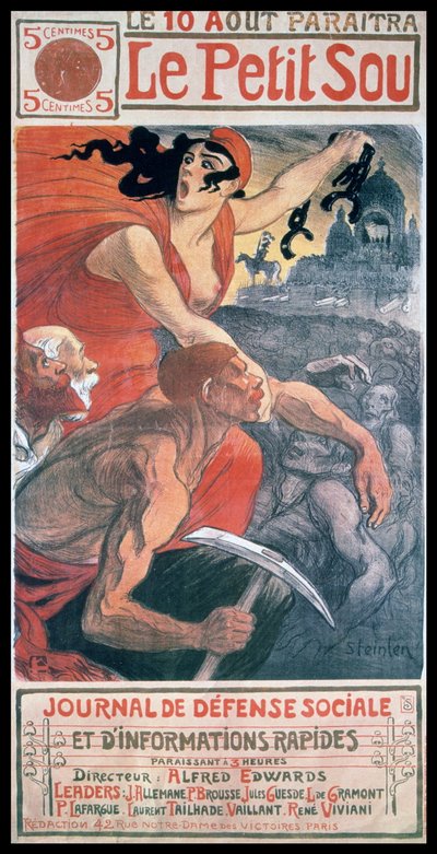 Projekt okładki w stylu secesyjnym autorstwa Steinlen, dla francuskiego magazynu „Le Petit Sou” autorstwa Théophile Alexandre Steinlen