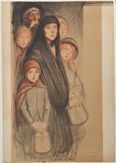 W Belgii Belgowie są głodni, 1915 autorstwa Théophile Alexandre Steinlen