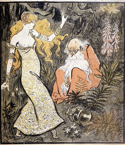 Merlin i Viviana („Brocéliande”) — autorstwa Steinlen autorstwa Théophile Alexandre Steinlen