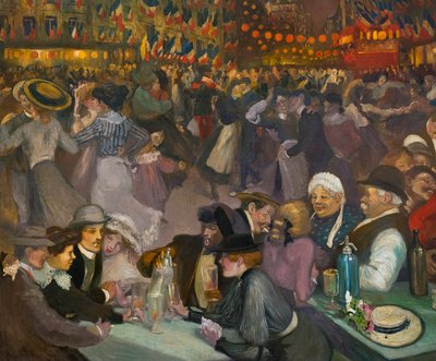 Taniec z okazji Dnia Bastylii (14 lipca) - Alexandre Theophile Steinlen (1859-1923) - fragment „Bal du 14 juillet” autorstwa Théophile Alexandre Steinlen