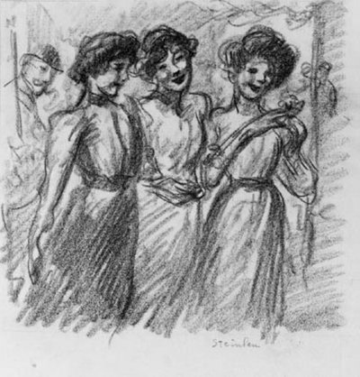 Trzy dziewczęta autorstwa Théophile Alexandre Steinlen