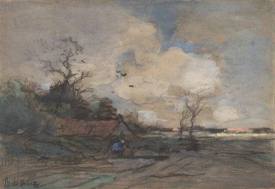 Pejzaż z domkiem, b.d. autorstwa Theophile de Bock