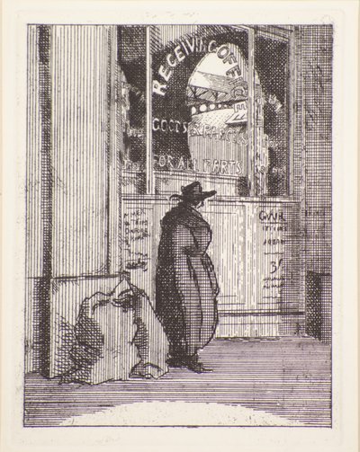 Biuro paczek, XX w. (akwaforta) autorstwa Therese Lessore