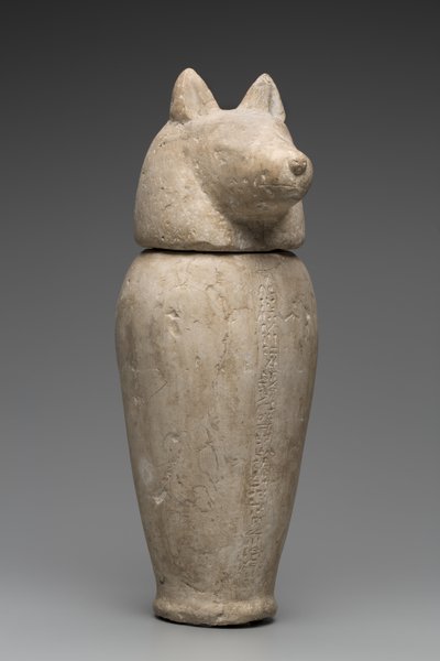 Słój kanopski z głową szakala (wapień) autorstwa Third Intermediate Period Egyptian