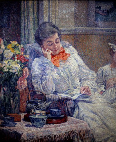 Belle epoque: „”Kobieta czytająca”” Obraz Theodore Van Rysselberghe (1862-1926) 1899 Bruksela, Królewskie Muzeum Sztuk Pięknych autorstwa Théo van Rysselberghe