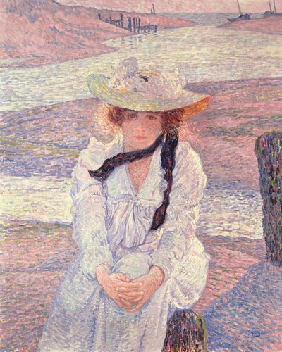 Młoda kobieta nad brzegiem rzeki Greve, 1901 autorstwa Théo van Rysselberghe