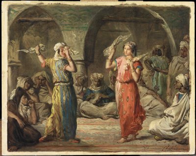 Tancerze algierscy. Taniec chusteczki, 1849. autorstwa Théodore Chassériau