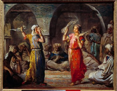 Orientalizm: „”Tissue dance: Maroccan dancers”” Obraz Theodore Chasseriau (1819-1856) XIX-wieczne słońce. 0,32x0,4m² autorstwa Théodore Chassériau