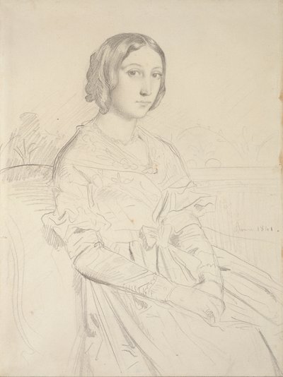 Portret młodej kobiety siedzącej trzy czwarte w lewo, 1839-1856 autorstwa Théodore Chassériau