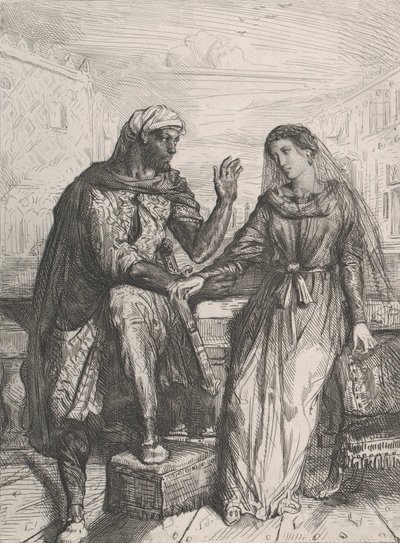 Podziękowała mi: tablica 2 z Aktu Otella 1, scena 3, 1844. autorstwa Théodore Chassériau