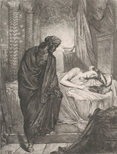 A jednak musi umrzeć: tablica 11 z Aktu Otella 5, scena 2, trawiona 1844, przedruk 1900. autorstwa Théodore Chassériau