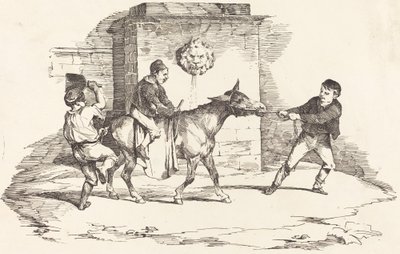 Troje dzieci bawiących się z osłem autorstwa Théodore Gericault and Nicolas Toussaint Charlet