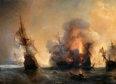 Bitwa morska pod Lagos 27 czerwca 1693 r. autorstwa Jean Antoine Theodore Gudin