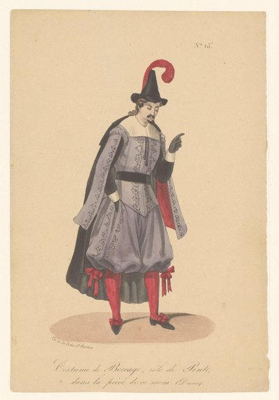 Bocage in de rol van Pinto Kostium Boccage, rola Pinto, w sztuce o tej nazwie (Drama) (tytuł na obiekcie) Aktorzy, aktorki w operazangerkach w roli (tytuł serialu) autorstwa Théodore Lejeune