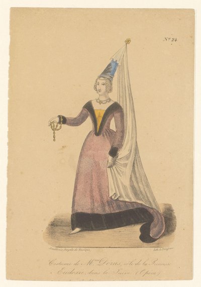 Julie Dorus-Gras in de rol van prinses Eudoxie in de opera La Juive Kostium Pani Dorus, rola Księżnej Eudoksji, w La Juive (Opera) (tytuł na obiekcie) Aktorzy, aktorki w operazangers in hun rol (tytuł serialu) autorstwa Théodore Lejeune