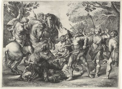 Polowanie na dzika kalydońskiego autorstwa Théodorus van Kessel