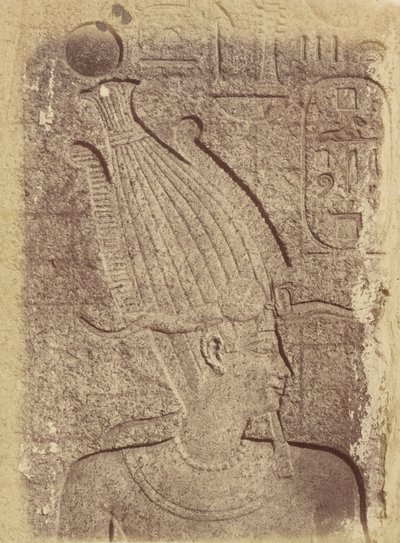 Zbliżenie rzeźby (profil głowy), Karnak autorstwa Théodule Devéria