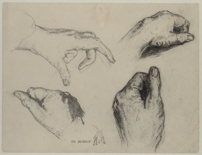 Studium Hands recto, 1800s. autorstwa Auguste Theodule Ribot