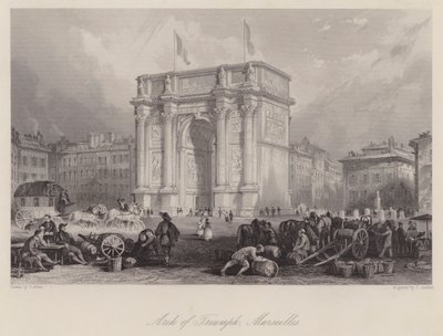 Łuk Triumfalny, Marsylia (rycina) autorstwa Thomas (after) Allom