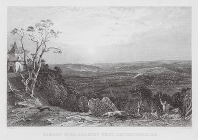 Bardon Hill, patrząc na zachód, Leicestershire (rycina) autorstwa Thomas (after) Allom
