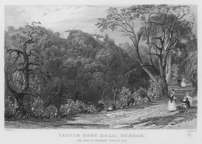 Zamek Eden Hall, Durham, siedziba Rowlanda Burdona (rycina) autorstwa Thomas (after) Allom
