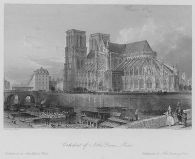 Katedra Notre-Dame w Paryżu (rycina) autorstwa Thomas (after) Allom