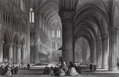 Katedra Notre Dame w Paryżu (rycina) autorstwa Thomas (after) Allom