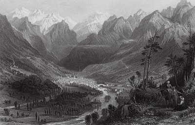 Cauterets, w Pirenejach (rycina) autorstwa Thomas (after) Allom