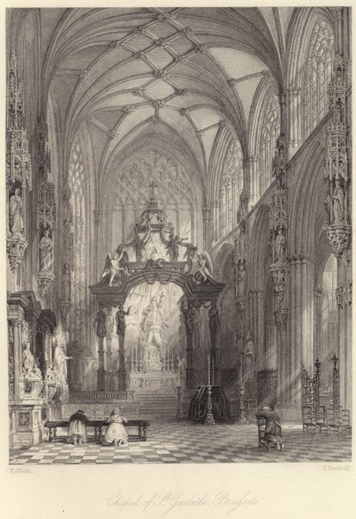Kaplica św. Guduli, Bruksela (rycina) autorstwa Thomas (after) Allom