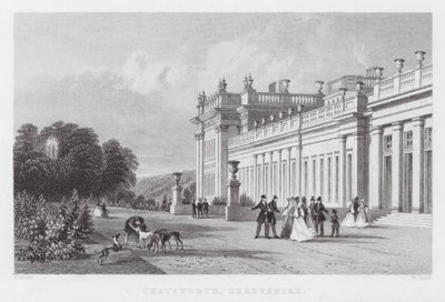 Chatsworth, Derbyshire (grawerowanie) autorstwa Thomas (after) Allom