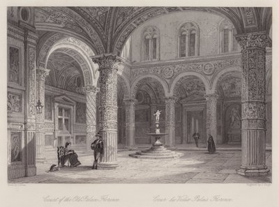 Dziedziniec Starego Pałacu, Florencja (rycina) autorstwa Thomas (after) Allom