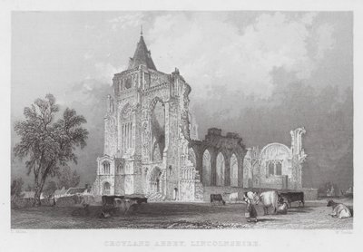 Opactwo Croyland, Lincolnshire (grawerowanie) autorstwa Thomas (after) Allom