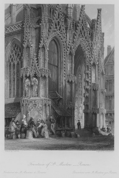 Fontanna św. Maclou, Rouen (rycina) autorstwa Thomas (after) Allom