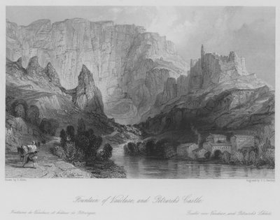 Fontanna w Vaucluse i Zamek Petrarki (rycina) autorstwa Thomas (after) Allom