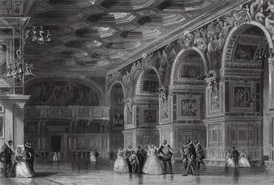 Galeria Henryka II w Fontainebleau (rycina) autorstwa Thomas (after) Allom