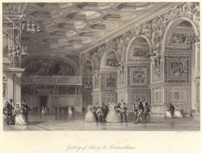 Galeria Henryka II Fontainebleau (grafika) autorstwa Thomas (after) Allom