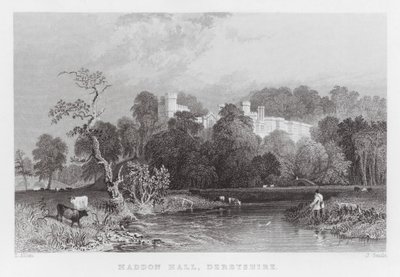 Haddon Hall, Derbyshire (grawerowanie) autorstwa Thomas (after) Allom