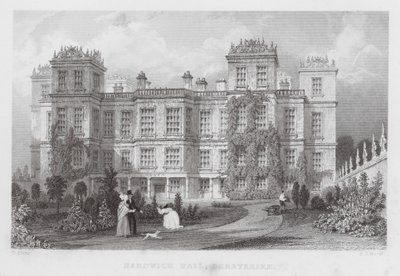 Hardwick Hall, Derbyshire (grawerowanie) autorstwa Thomas (after) Allom