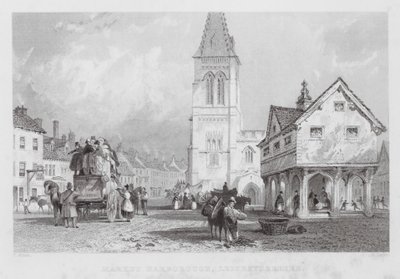 Rynek Harborough, Leicestershire (grawerowanie) autorstwa Thomas (after) Allom