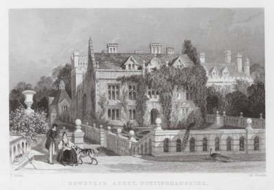 Opactwo Newstead, Nottinghamshire (grawerowanie) autorstwa Thomas (after) Allom
