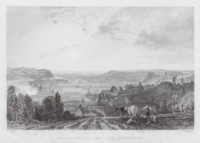 Nottingham i okolice (grawerowanie) autorstwa Thomas (after) Allom