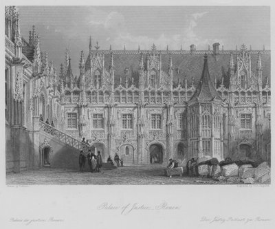Pałac Sprawiedliwości, Rouen (rycina) autorstwa Thomas (after) Allom