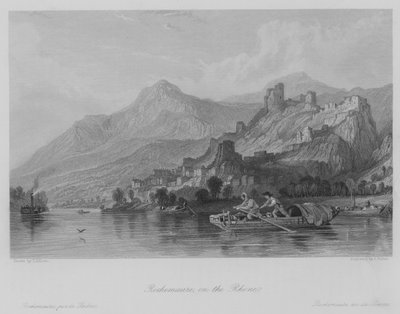Rochemaure, nad Rodanem (grawerowanie) autorstwa Thomas (after) Allom