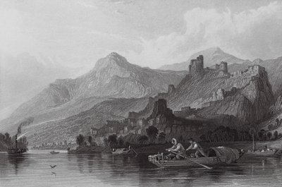 Rochemaure, nad Rodanem (rycina) autorstwa Thomas (after) Allom