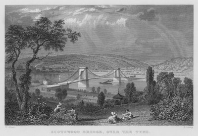 Scotswood Bridge, nad Tyne (rycina) autorstwa Thomas (after) Allom