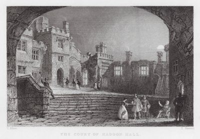 Court of Haddon Hall (rycina) autorstwa Thomas (after) Allom