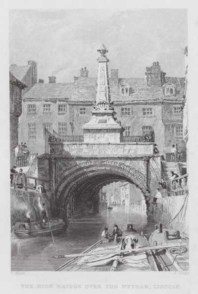 High Bridge nad Wytham, Lincoln (rycina) autorstwa Thomas (after) Allom