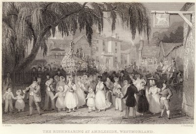 The Rushbearing at Ambleside, Westmorland (rycina) autorstwa Thomas (after) Allom