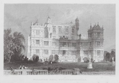Wollaton Hall, Nottinghamshire (grawerowanie) autorstwa Thomas (after) Allom